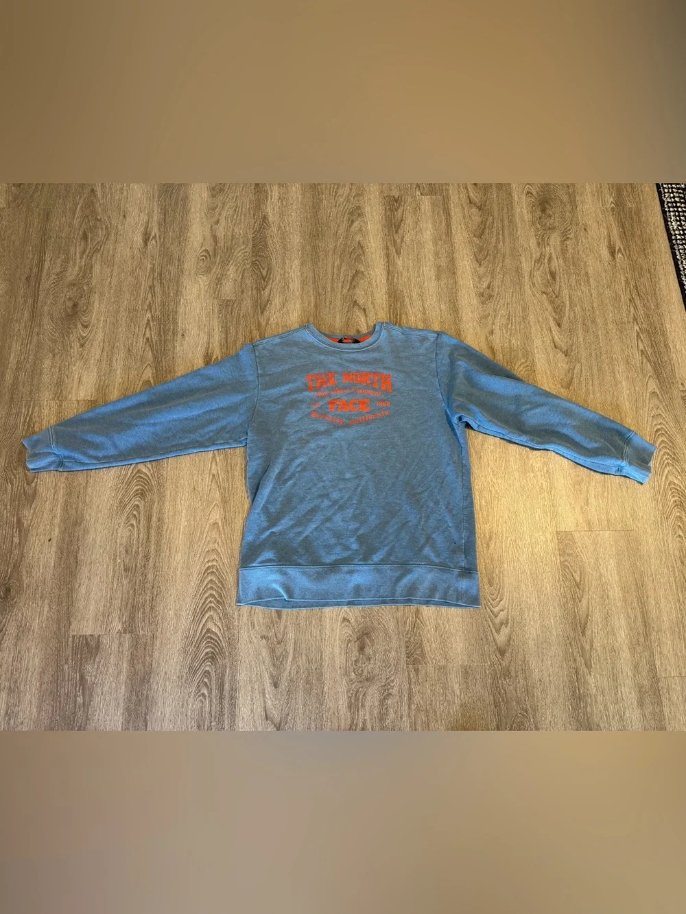 The North Face Men’s L Pullover Sweatshirt Cyan Blue Berkeley California HOLES